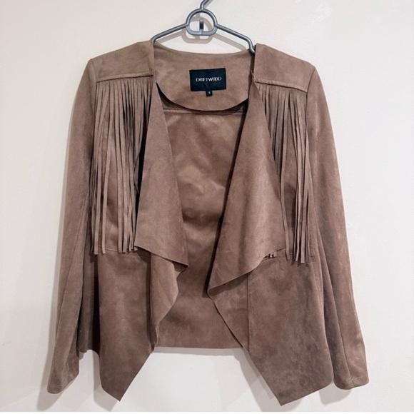 Driftwood Suede Tan Fringe Jacket size small - Picture 1 of 5